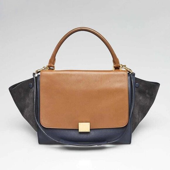 Celine Tri-Color Leather and Suede Medium Trapeze Bag - Picture 1 of 12